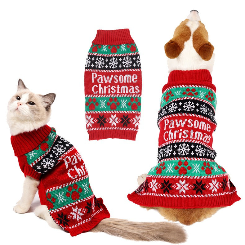 Festive Pet Sweater – Cozy Red Knit for Dogs & Cats